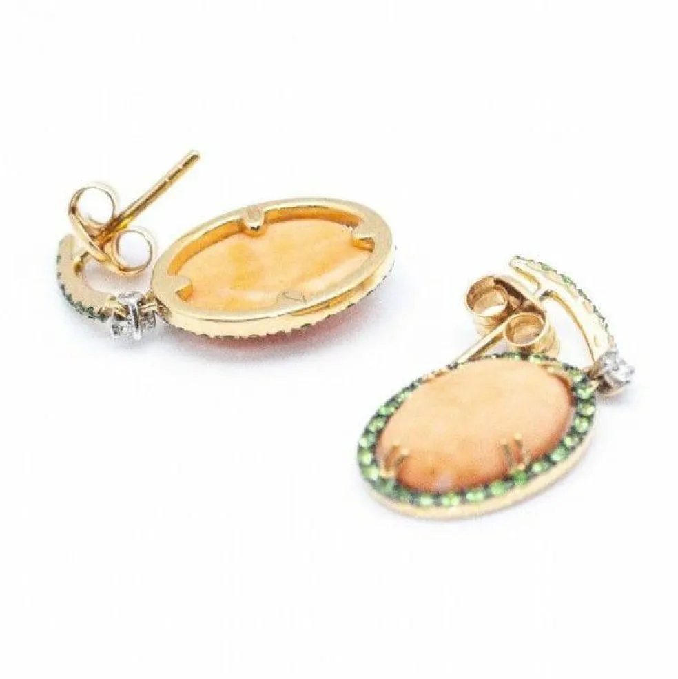TSAVORIT Boucles d'oreilles Or et Corail naturel