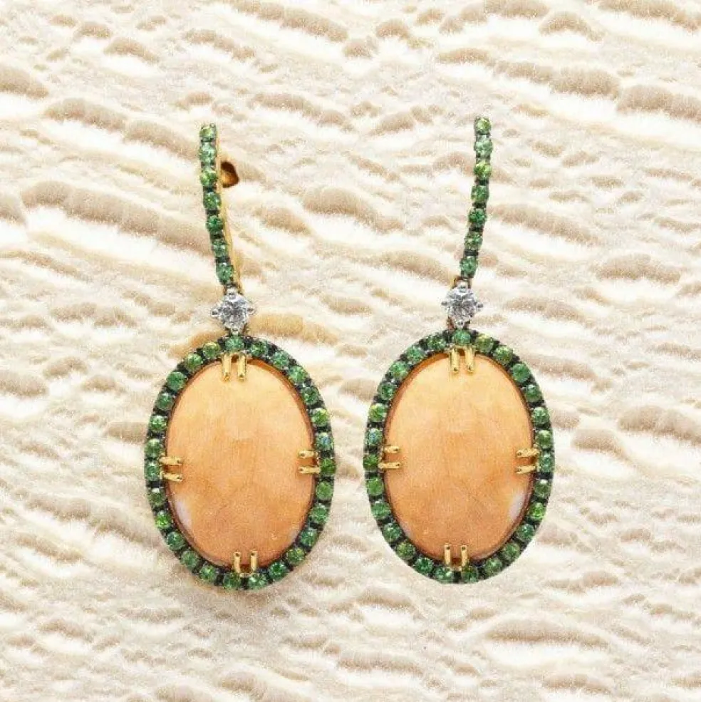 TSAVORIT Boucles d'oreilles Or et Corail naturel