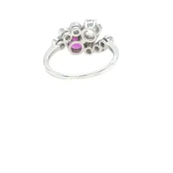 Victorian Certified Natural Unheated Ruby Diamond Vous et Moi Ring