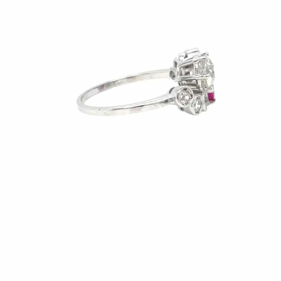 Victorian Certified Natural Unheated Ruby Diamond Vous et Moi Ring