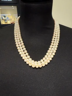 Vintage - Collier de perles de culture - fermoir or blanc