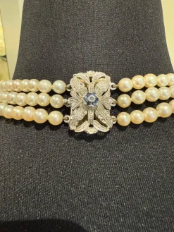Vintage - Collier de perles de culture - fermoir or blanc