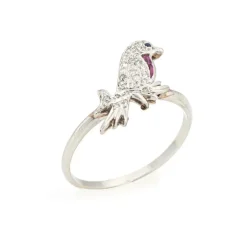 vintage Art Déco Bird Ring Conversion Platine Diamant Saphir Rubis