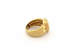 vintage bague double jonc 53 topaze bleu taille ronde or jaune 18k 10.8gr