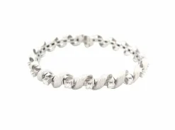 vintage bracelet art deco serti de 19 diamants 1.9ct en or blanc 18k 35gr