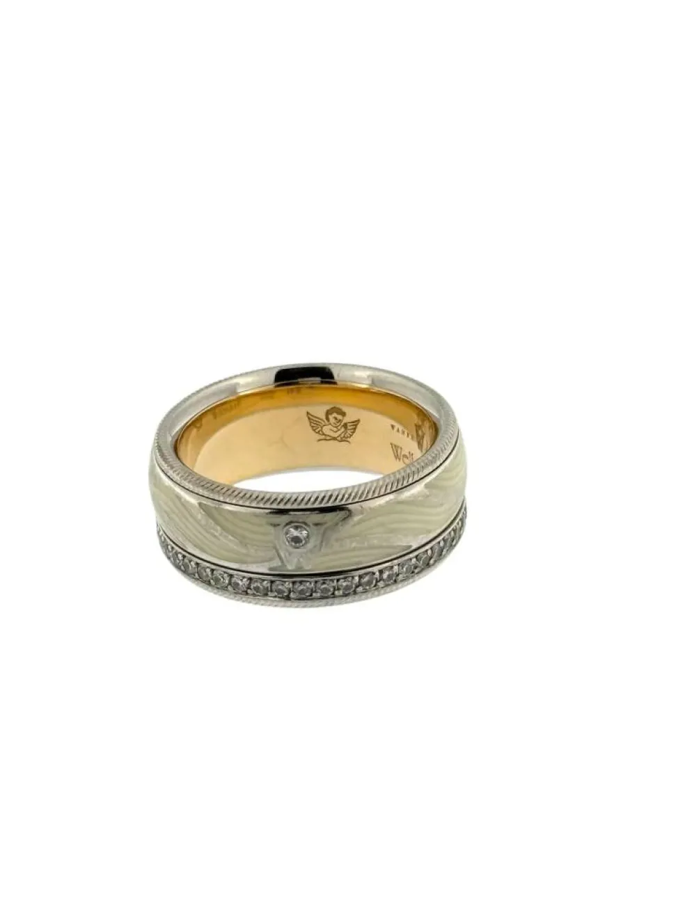 Wellendorff - bague cinétique or blanc, or rose, émail et diamants