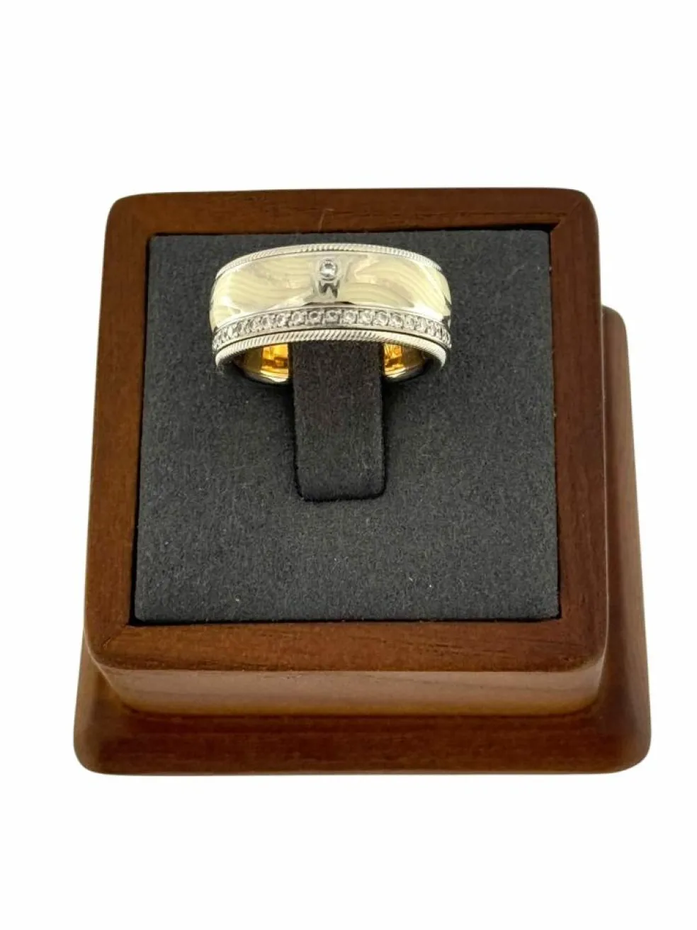 Wellendorff - bague cinétique or blanc, or rose, émail et diamants