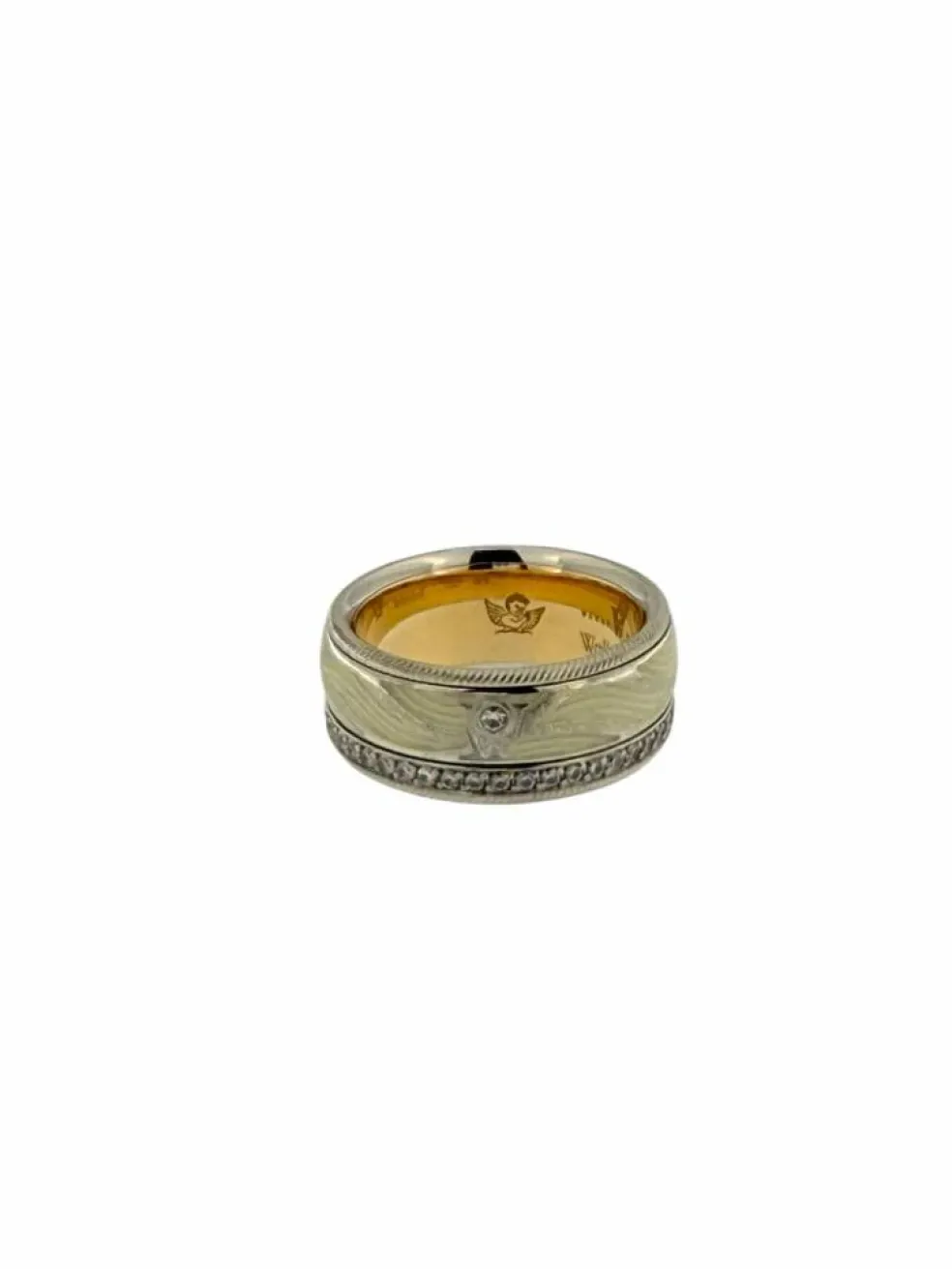 Wellendorff - bague cinétique or blanc, or rose, émail et diamants