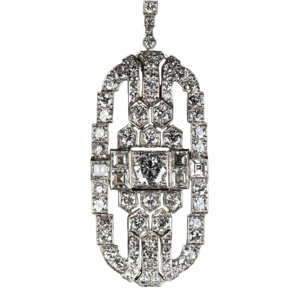 White Gold, Art Déco Diamond Pendant