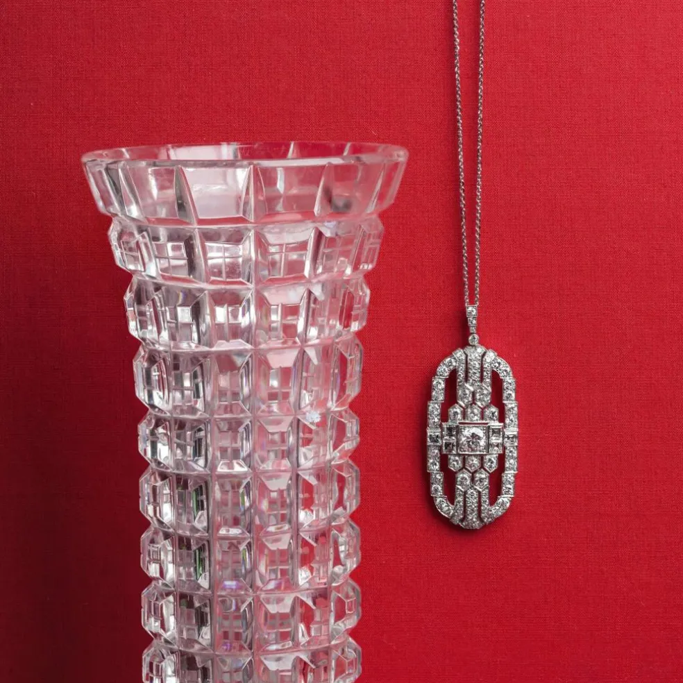 White Gold, Art Déco Diamond Pendant