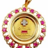 XXL Pendentif médaille d'amour Augis 33 mm or jaune diamant rubis hier demain