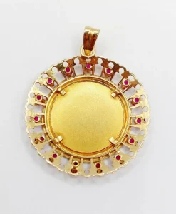 XXL Pendentif médaille d'amour Augis 33 mm or jaune diamant rubis hier demain