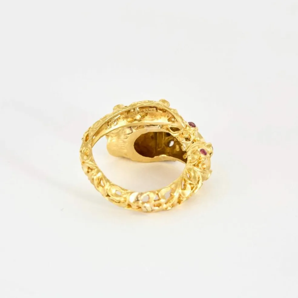 ZOLOTAS - Bague "Chimère" en or jaune, diamants et rubis